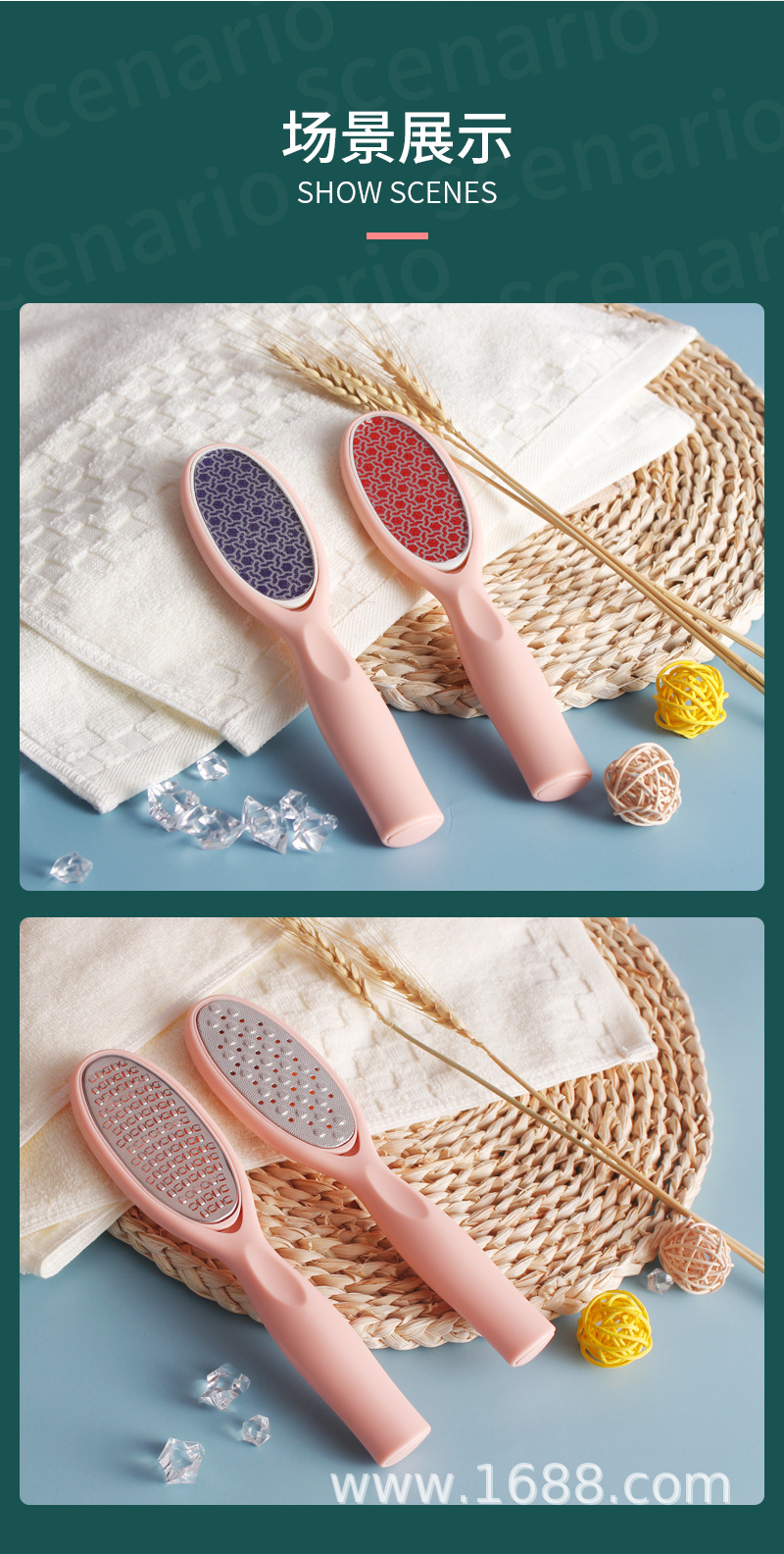 Nano glass foot scrubs 4-piece set in factory stock. A perfect tool for removing dead skin, calluses, and keratin, as well as for grinding, filing, and brushing feet. Exclusively for export pic 8