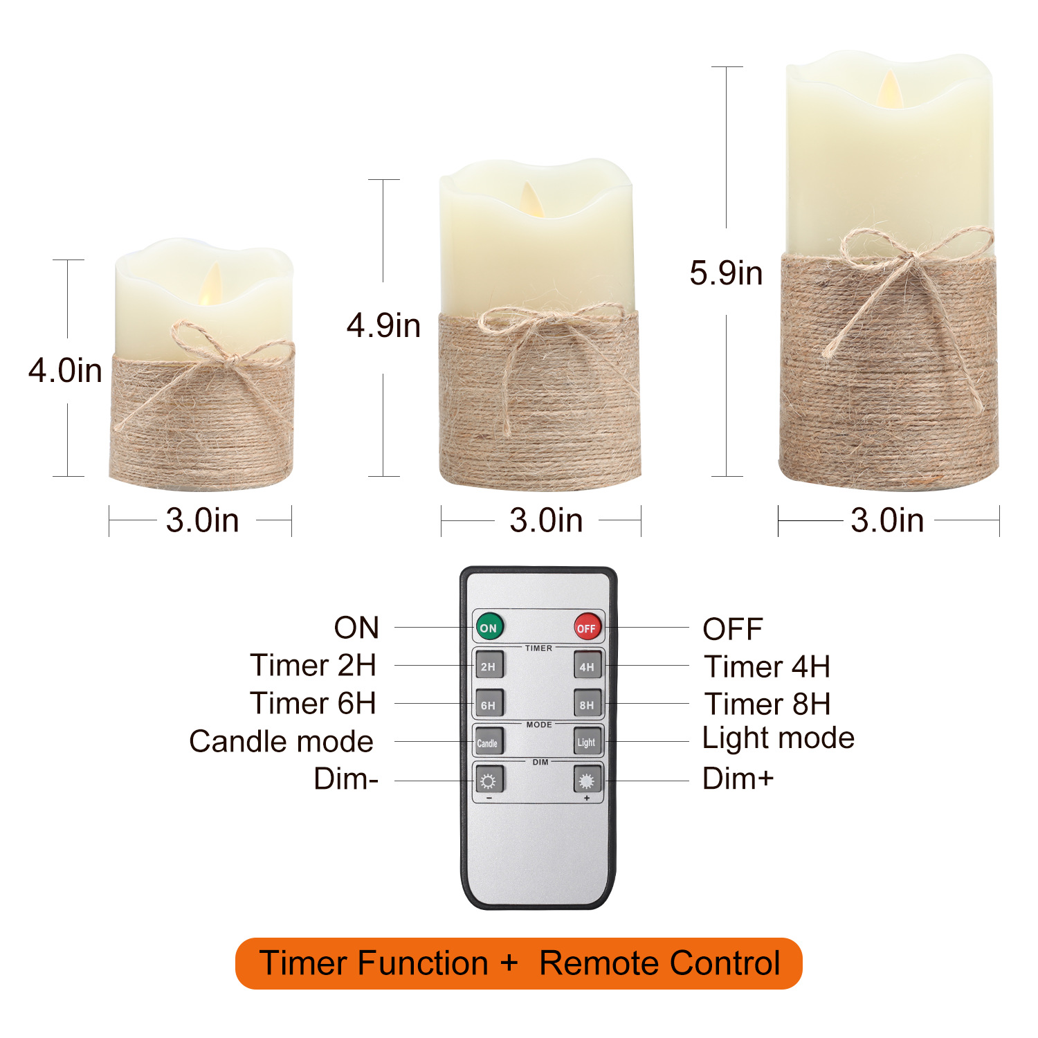 Three-piece set of simulated swinging flame led candles, remote control electronic candles, decorative handicrafts and ornaments pic 3