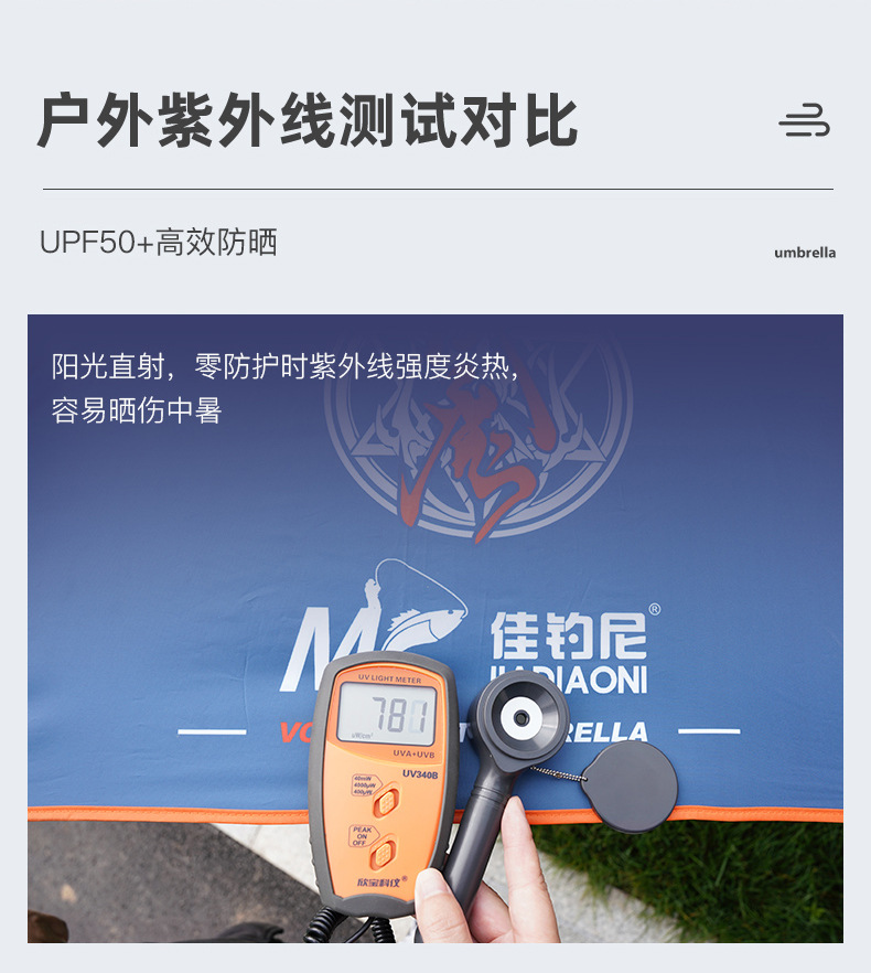 佳钓尼伏魔钓鱼扣花伞拐杖款钓鱼伞万向大钓伞手杖雨伞防暴雨详情7