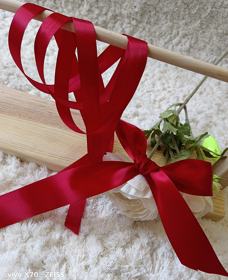 Wholesale wine red ribbon high-density polyester tape packaging bow ribbon, flower wedding candy box packaging woven tape pic 11