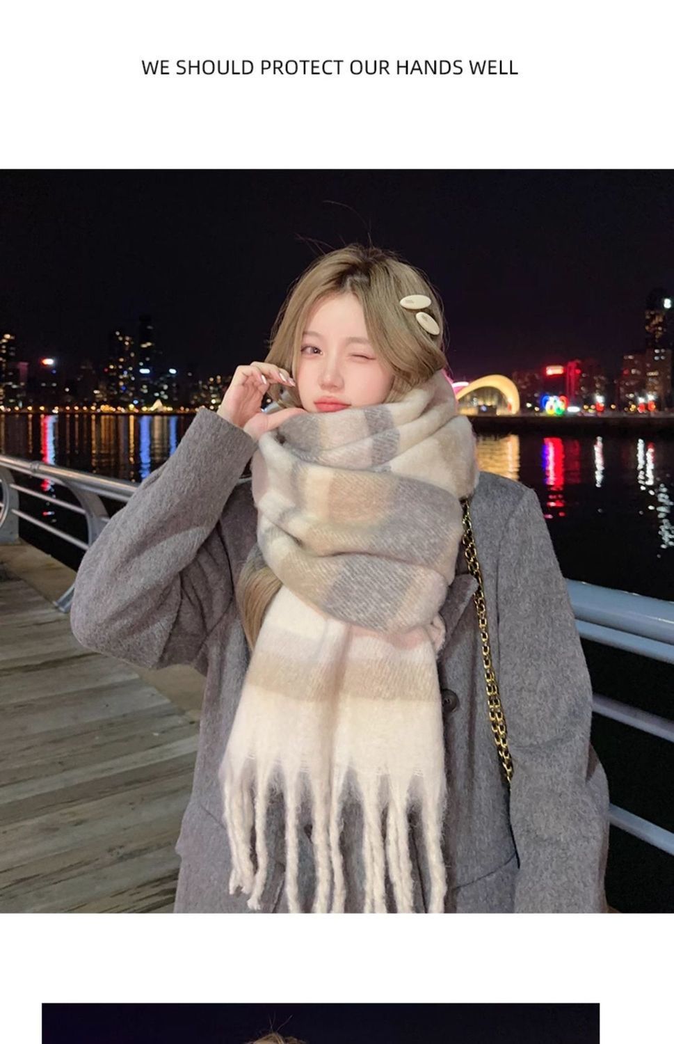 Merad sentido bufanda mujeres invierno 2024 nueva versión coreana multiplo engrosado mahai peluche caliente cuello cuello otoño pic 13