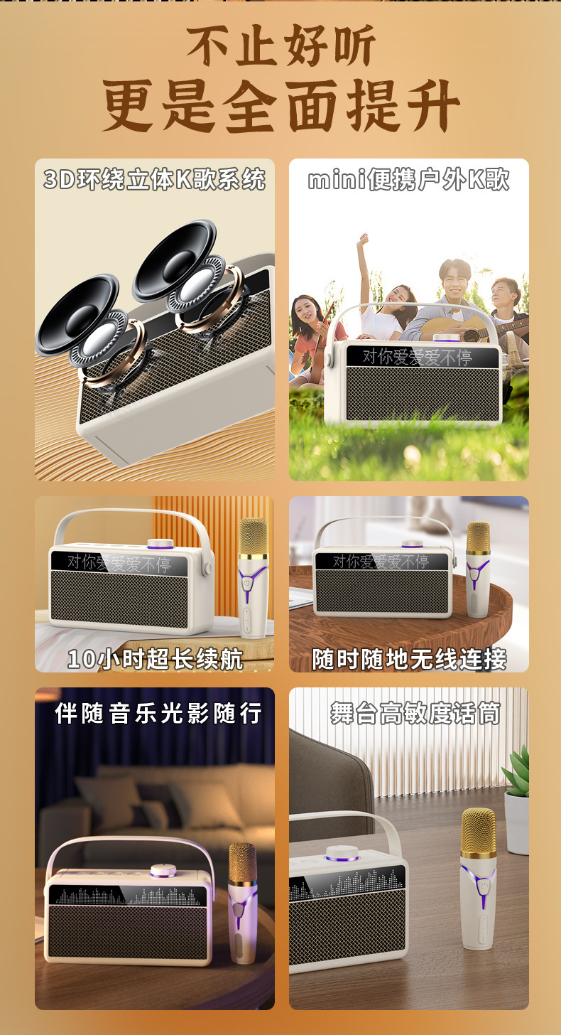 New 2024 smart Bluetooth speaker with lyrics display, outdoor home karaoke system with microphone pic 2
