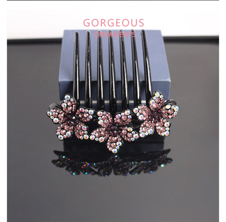 Elegant and refined hair accessory, flower-shaped water diamond bun hair accessory, seven-toothed comb clip hair accessory pic 7
