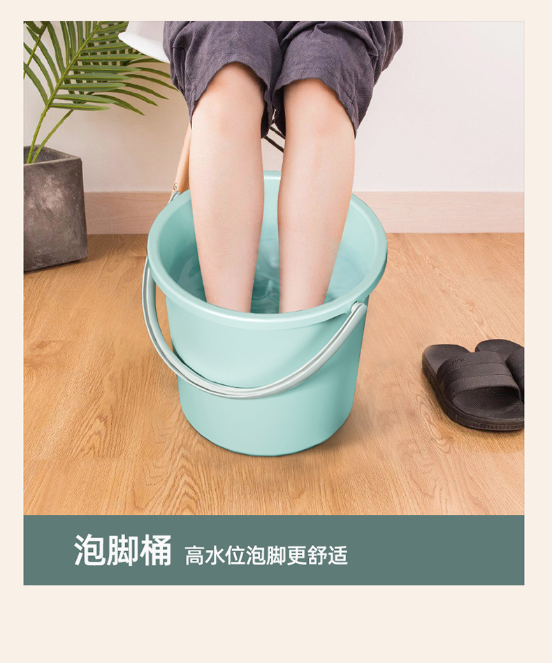 实色水桶家用储水用塑料桶手提加厚带盖洗脸盆桶学生宿舍洗漱三件详情12
