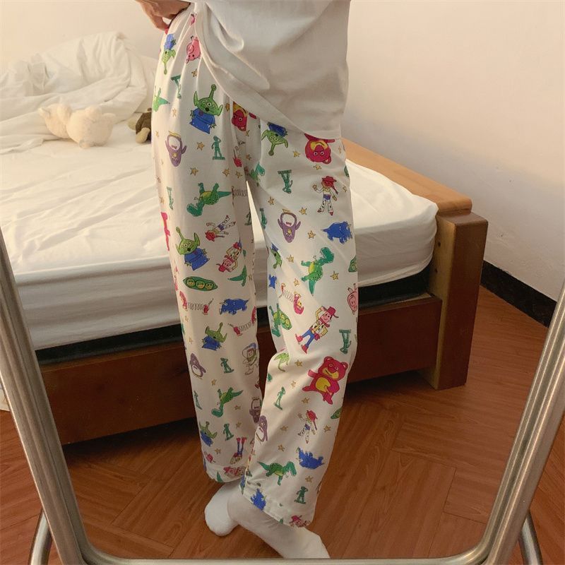 遛弯裤卡通睡裤女春秋新款居家可爱印花宽松休闲夏季空调防蚊长裤详情14