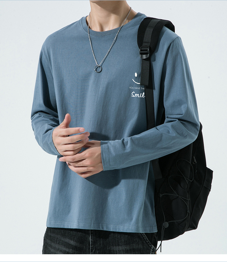 棉质长袖t恤男春秋宽松舒适内搭打底衫青年简约百搭品质上衣男装详情18