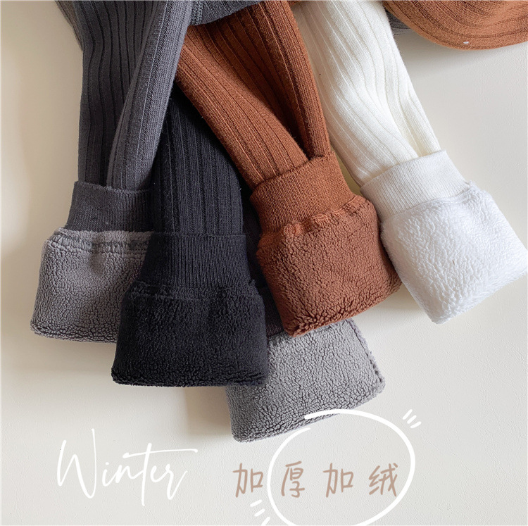 2022冬季新款儿童打底裤批发宝宝复古色坑条九分裤加绒加厚潮裤详情31