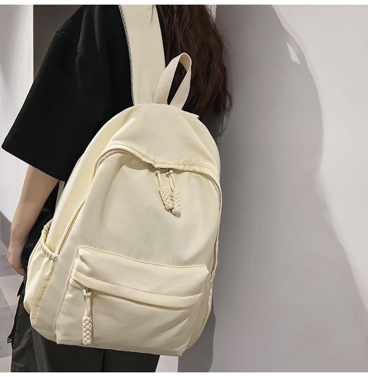 贝尔书包女生大学生简约黑色大容量初中生高中2024新款背包双肩包详情12