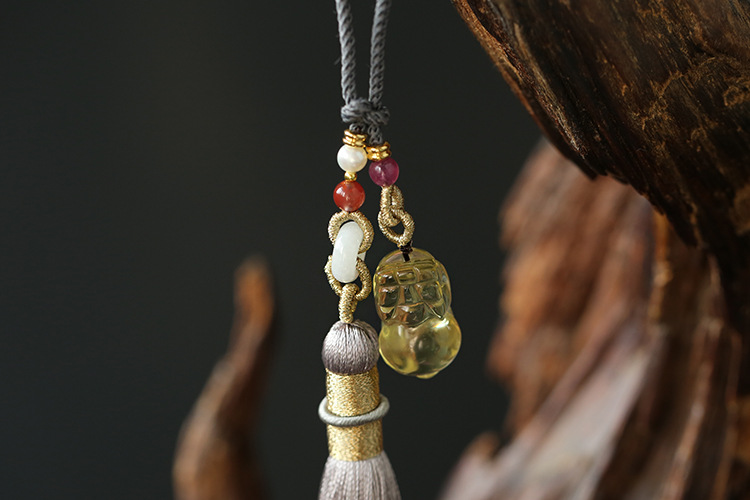 Natural crystal tassels, car hangers, bag hangers, key hangers, yellow crystal PI Xiu waist accessories, Hanfu, walking prohibition, cheongsam, lapel pic 13