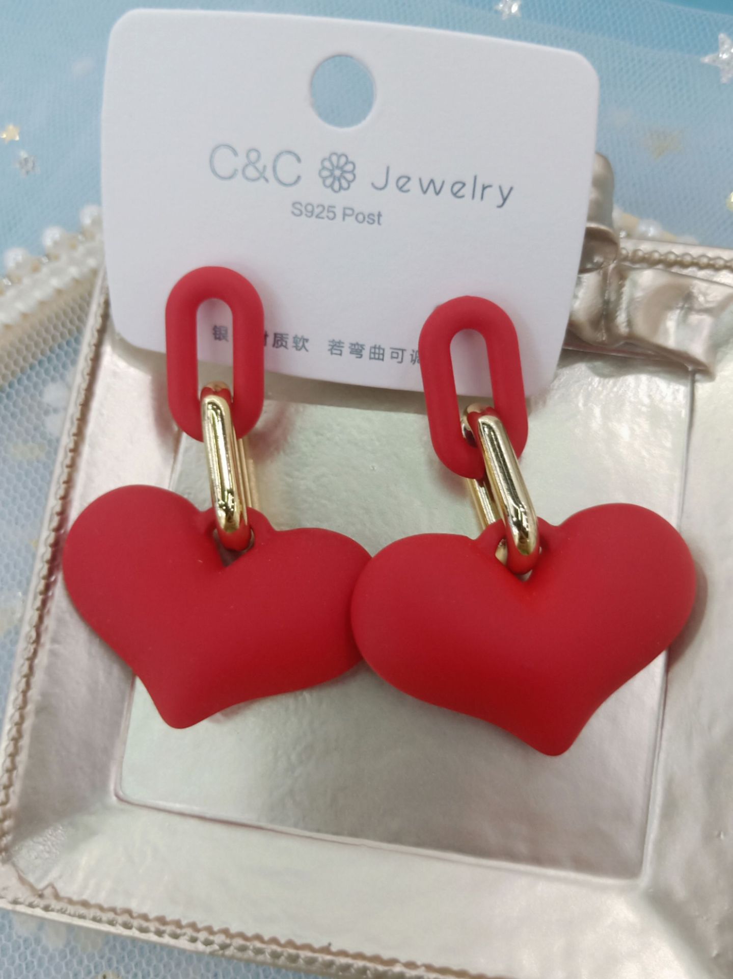 Серебряная игла 925 серебряная игла винтажной гавани, сладкий акриловый розовый цвет сердца, серьга из персикового сердца pic 9