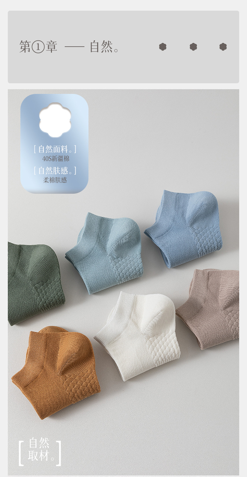 袜子纯棉男士网眼春夏季薄款按摩底吸汗无骨船袜全棉休闲短袜批发详情3