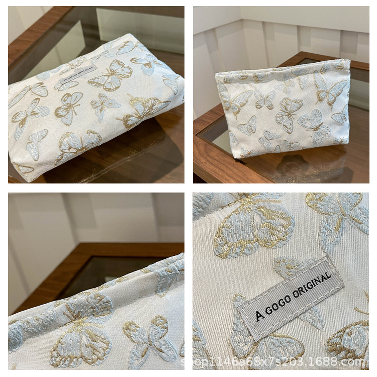 跨境蝴蝶化妆包小清新便携护肤品收纳袋旅行洗漱包帆布方包手拿包详情8