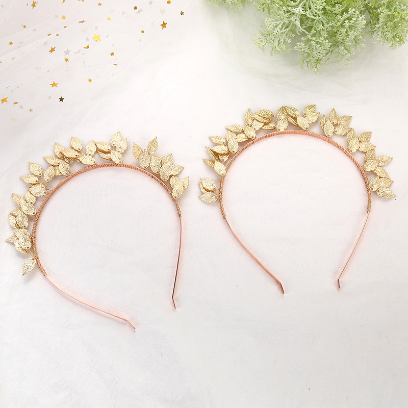 New cross-border leaf hair bands from Europe and America, gold and silver leaf hair accessories, wedding dress and evening gown accessories, bride headwear and headband wholesale, domestic independent pic 7