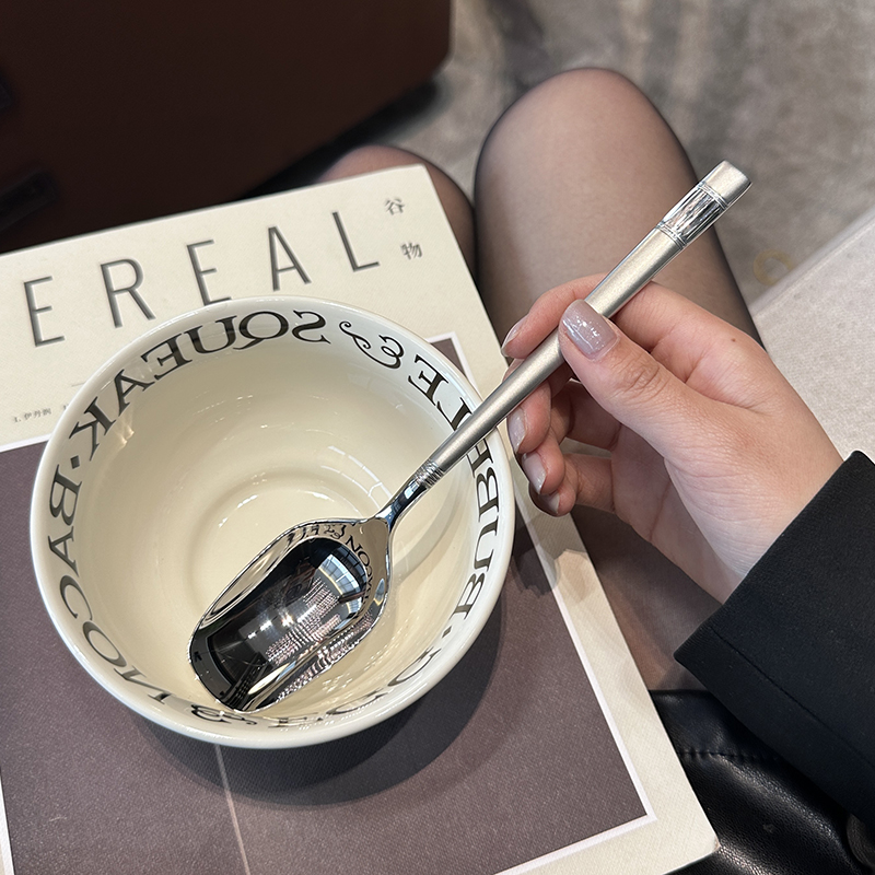 3EW1【老板娘自用轻奢款】18/10不锈钢灯笼柄勺子喝粥勺主餐勺长详情1
