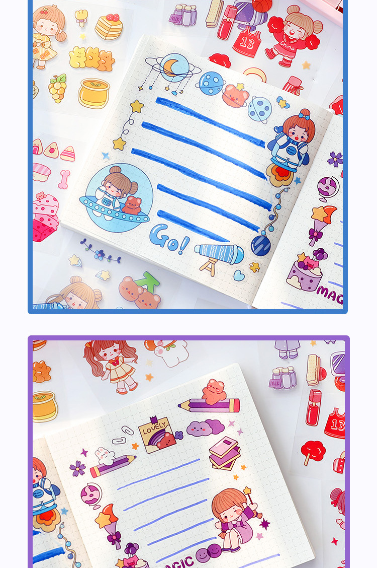 麦猫手帐贴手账本贴纸套装兜兜可爱卡通贴画透明防水粘贴水杯装饰详情14