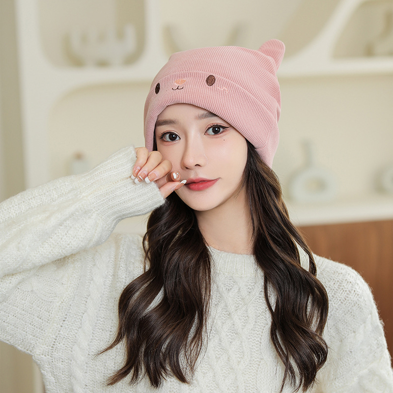 Gorro de punto mujer otoño invierno japonés manga de dibujos animados lindo gorro de oreja de conejo versión coreana heap heap gorro térmico gorro frío pic 16