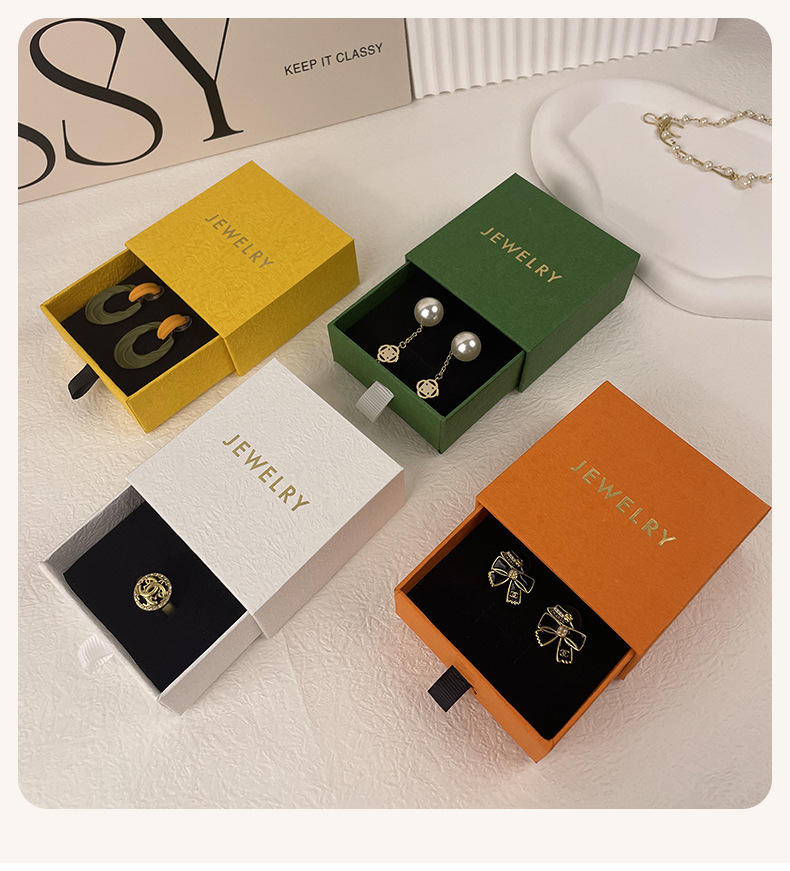 抽屉首饰盒戒指包装盒耳钉包装盒首饰盒包装抽拉式盒子抽屉首饰盒详情14