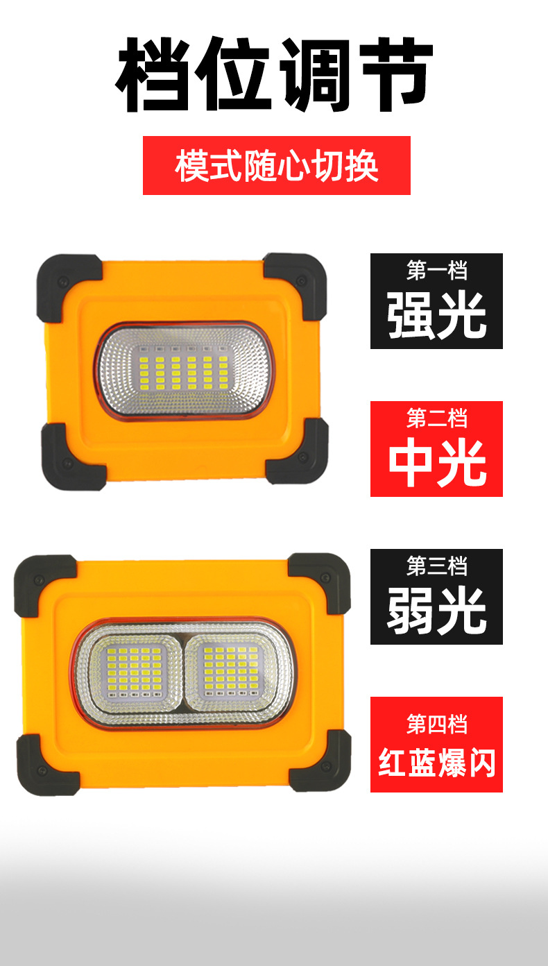 New LED high-brightness solar floodlight, USB charging, mobile and portable, strong magnetic adsorption emergency lighting handheld lamp pic 3
