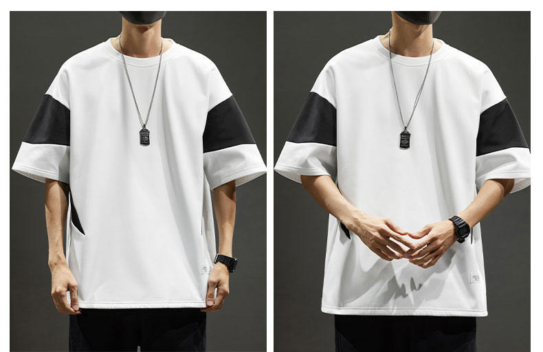 夏季新爆款港风拼色短袖大童青少年T恤学生打底气质简单潮牌小众详情9