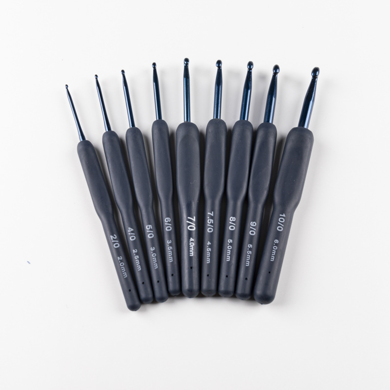 红软柄钩针TPR9支套装2.0-6mm大号钩针编织工具家用毛衣针批发详情5