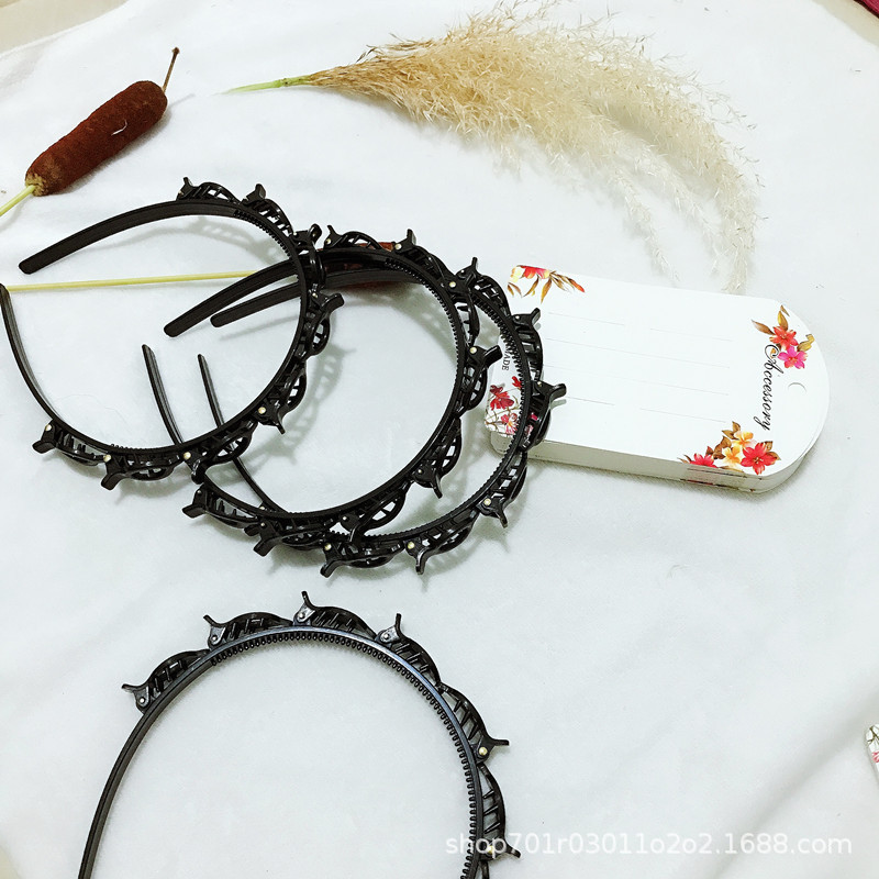 韩版时尚镂空多层编织刘海发箍分区小夹子编发器网红束发发箍发饰详情7