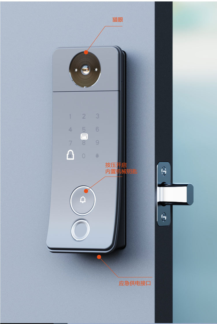 American-style dumb lock, graffiti wifi, smart home, visual cat eye capture lock, remote password, card swiping, fingerprint unlocking, safe and anti-theft, lighter style, random shipment pic 5