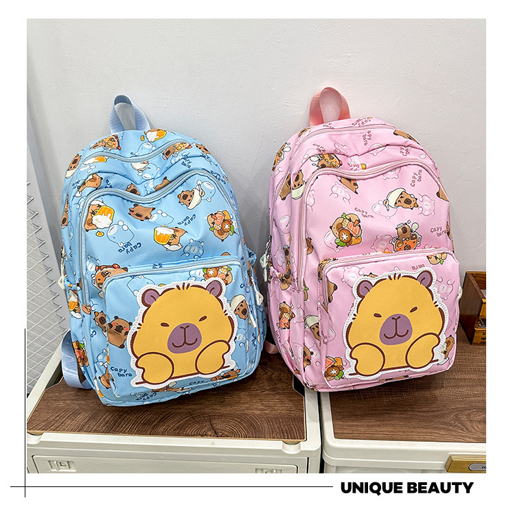 可爱印花卡通大容量卡皮巴拉书包时尚男孩女童学生轻便百搭双肩包详情25