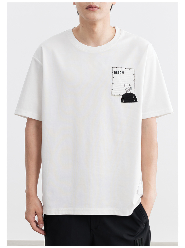 速干冰丝棉 圆领刺绣凉感短袖t恤男2024夏季新款微宽松半袖体恤衫详情19