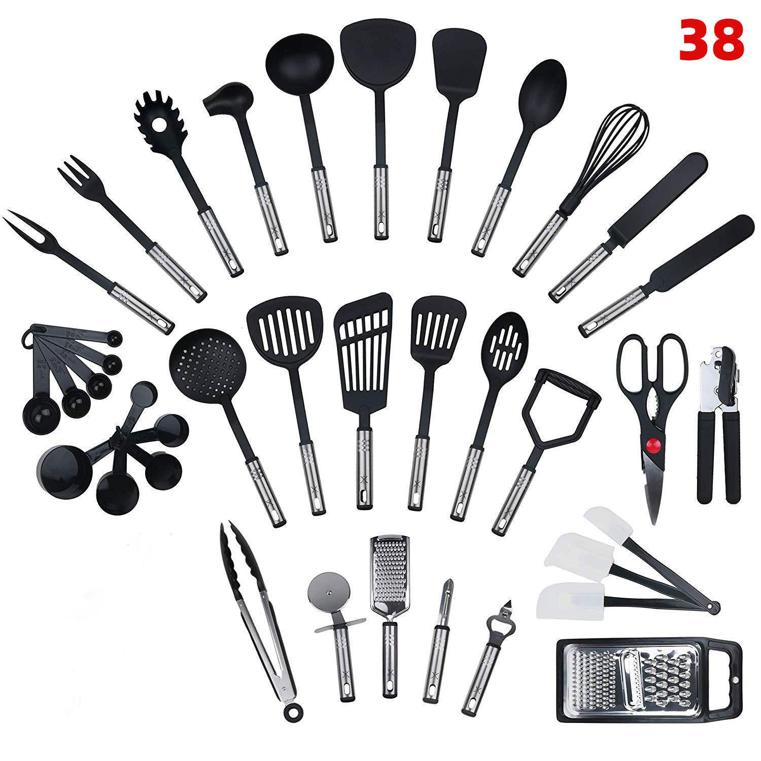 Wholesale nylon stainless steel household kitchenware, cooking spatulas and spoons, cooking utensils, complete sets of kitchen tools for cooking pic 27