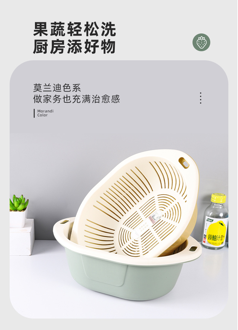 Fashionable, simple and plain double-layer hollowed-out washbasin, draining basket, kitchen and living room fruit plate, fruit washing and storage function pic 6