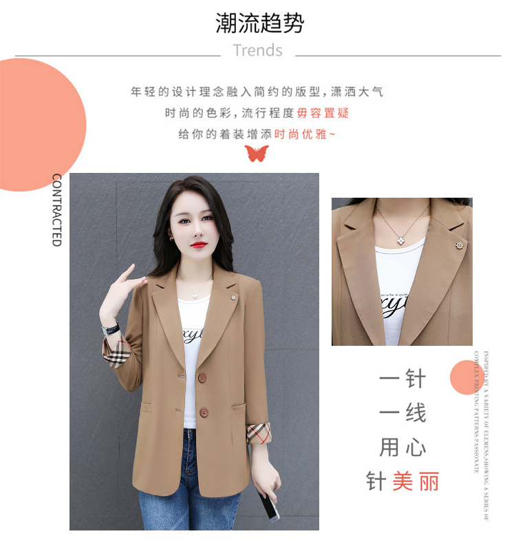 秋季薄款小西装外套女2022年新款春秋女式韩版修身气质短款上衣服详情3