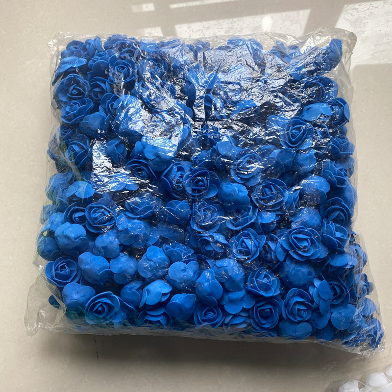 外贸3.5cm泡沫花玫瑰花pe花头 diy材料包辅料配件环喜糖盒小花朵详情17