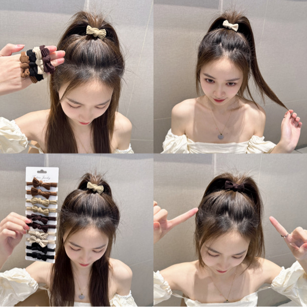 创意款简约蝴蝶结头绳大肠发圈百搭不伤发高弹力发绳加粗皮筋批发详情1