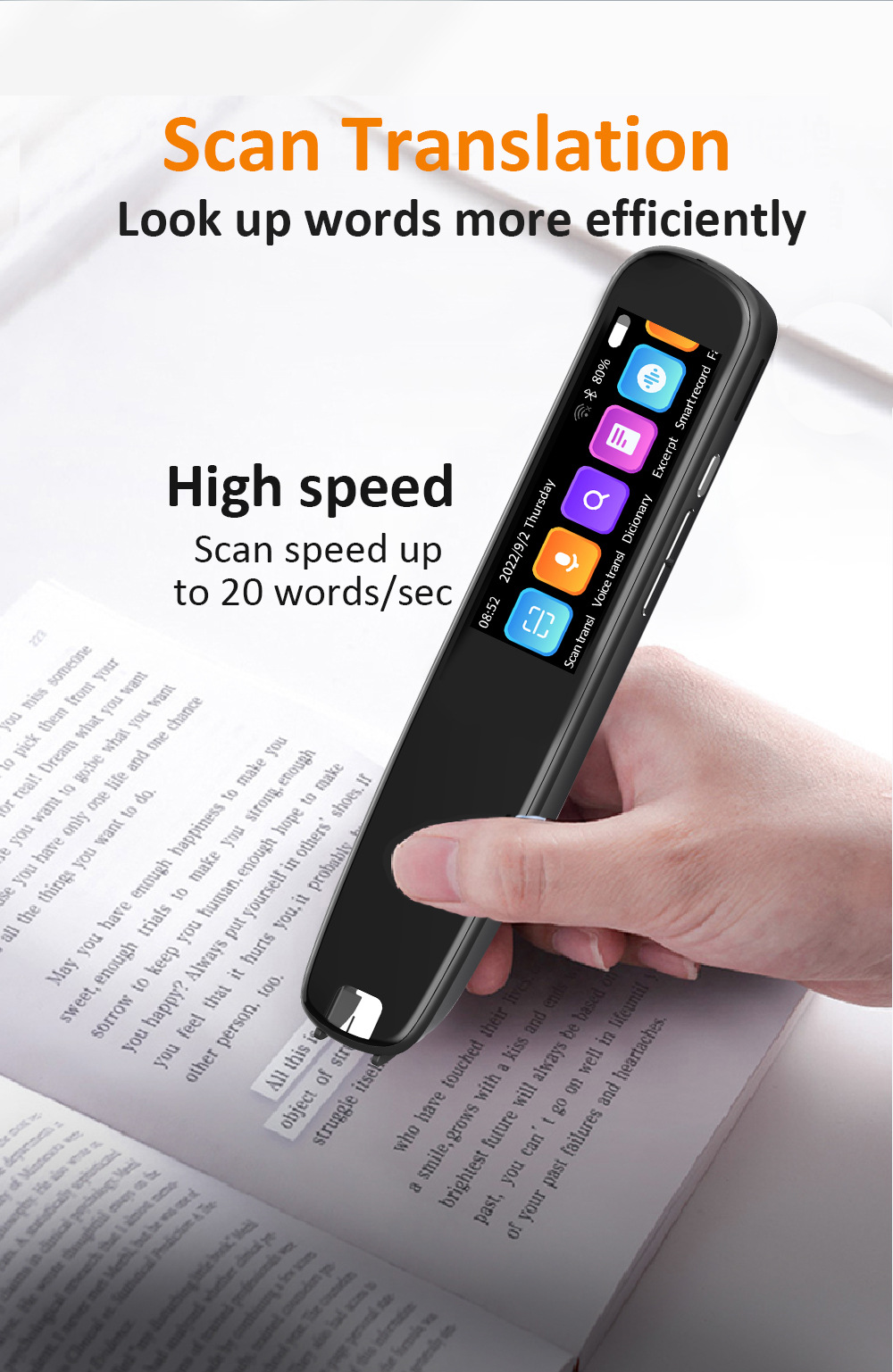 Cross-border best-selling 134 languages offline scanning translation pen, dictionary pen, translation pen, voice translator, Arabic, English pic 2