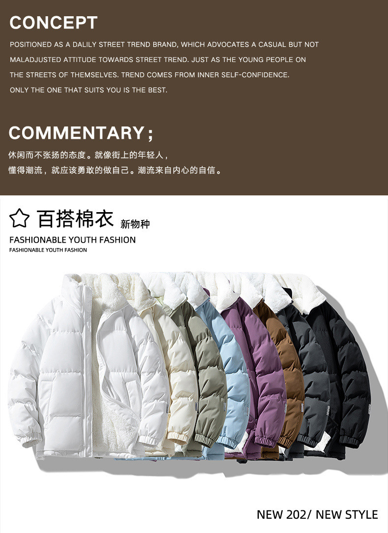 冬季羊羔绒棉衣羽绒棉服男士立领户外面包服加厚保暖外套情侣棉袄详情3