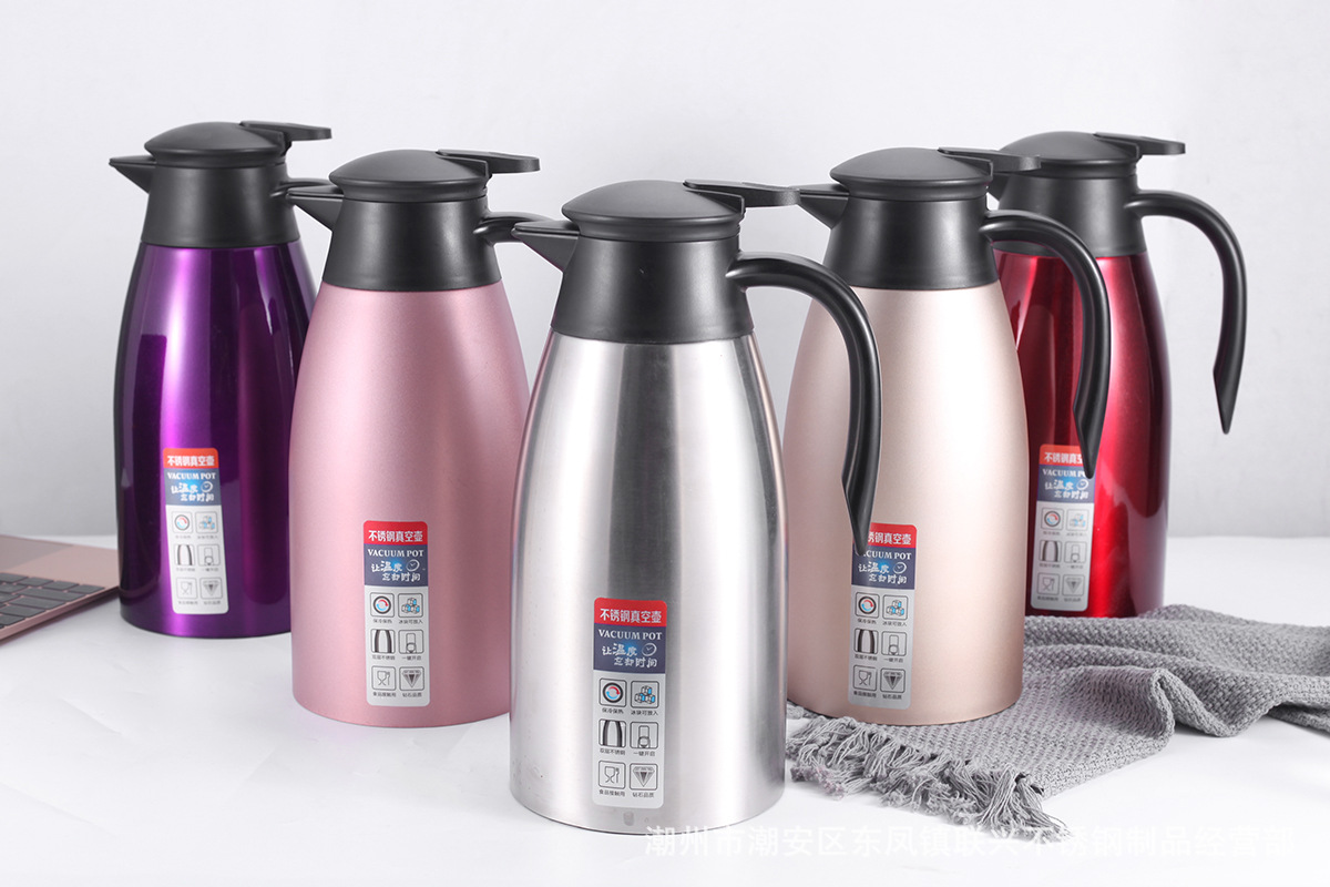 304不锈钢真空保温壶欧式家用热水壶咖啡壶2L商用礼品可印LOGO详情11