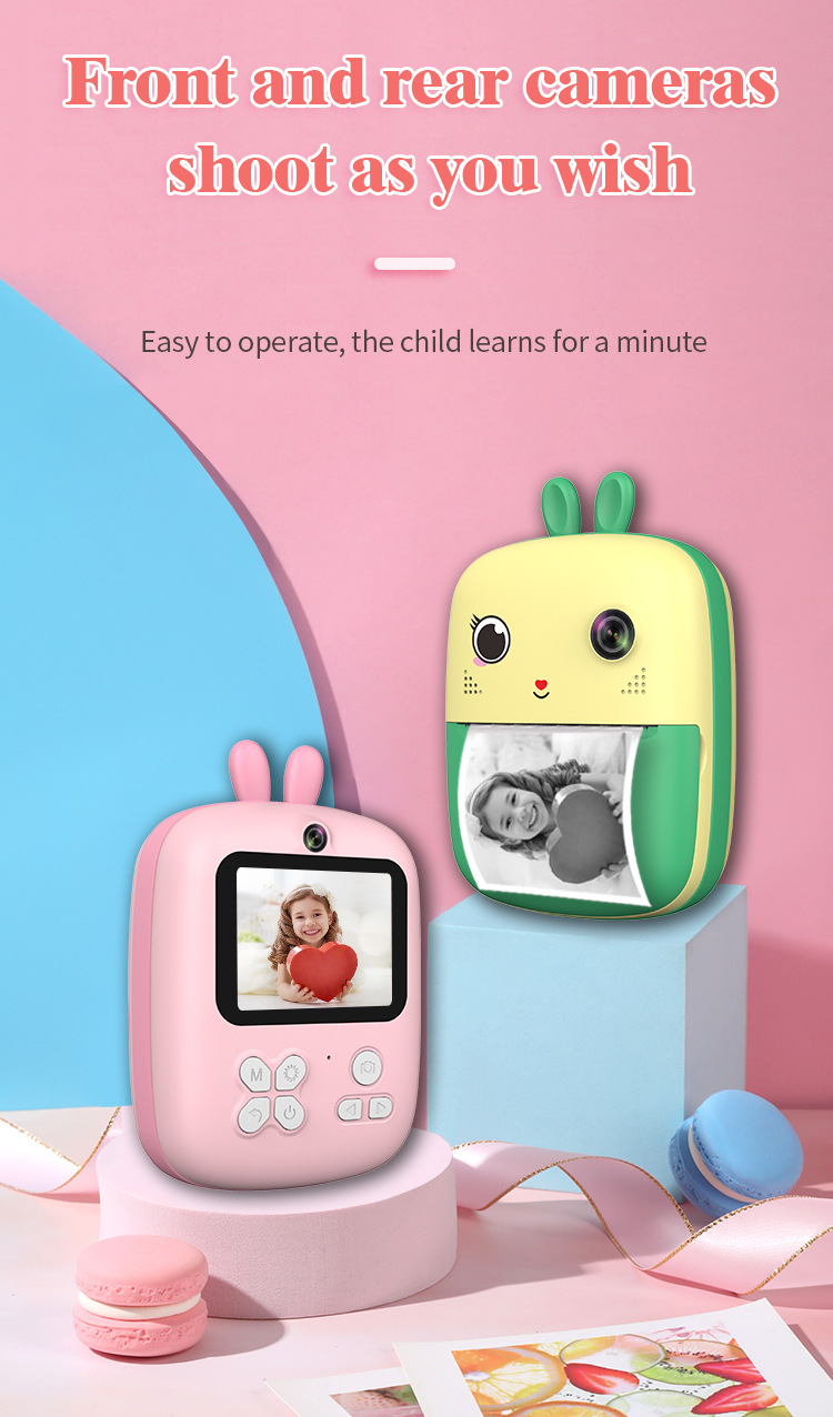 跨境批发儿童拍立得打印相机高清拍照录像源厂代发卡通玩具礼盒详情11