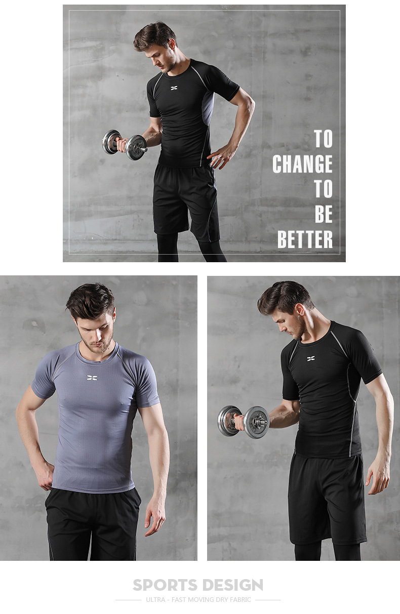 Quick-drying clothes for men, short-sleeved loose fitness T-shirts, running shirts, half-sleeved T-shirts, large-sized sports T-shirts pic 13