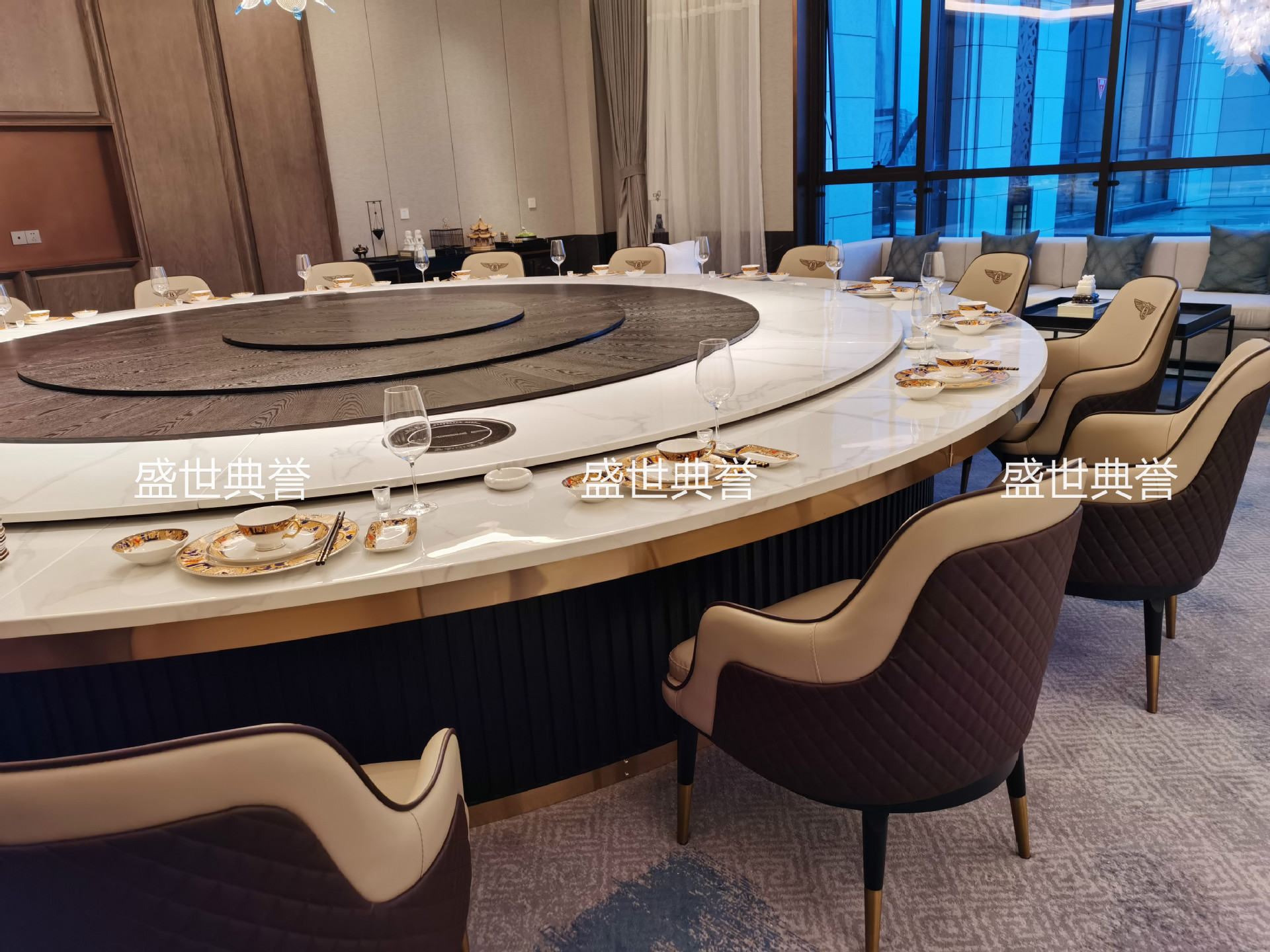 Electric dining tables for five-star hotels in Yichun, marble electric round tables for private rooms in resort hotels, and dining tables for seafood restaurants pic 7
