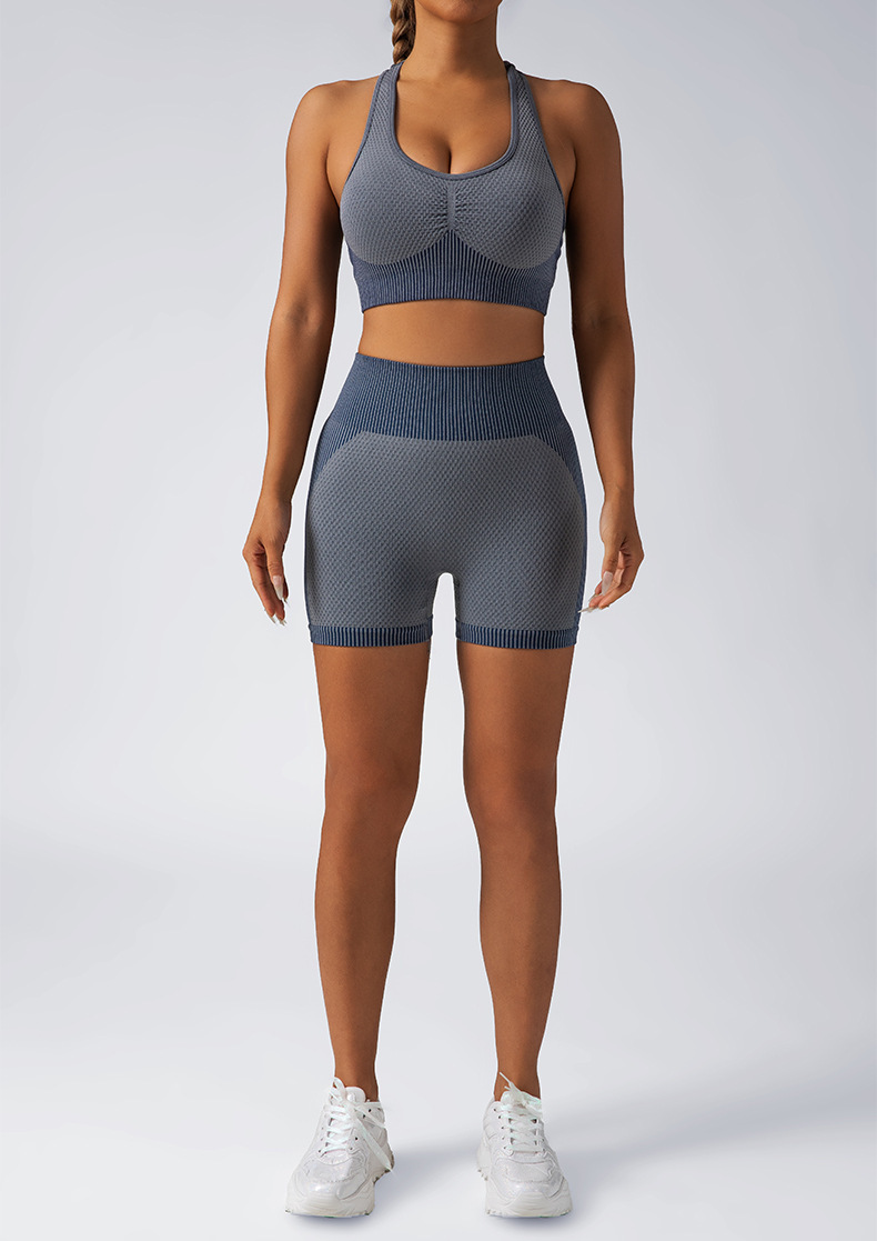 提臀三分瑜伽短裤背心套装高腰健身跑步紧身裤瑜伽服运动内衣女详情12
