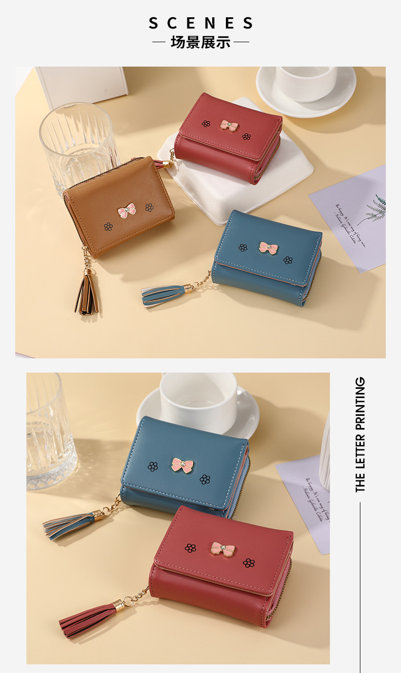 新品春夏短款手拿钱包韩版潮流蝴蝶结零钱包简约时尚经典女式卡包详情8