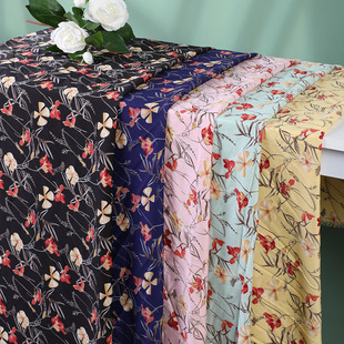 Korean silk printed fabric, Hanfu ancient costume printed fabric, fashionable clothing dress, floral print fabric pic 1