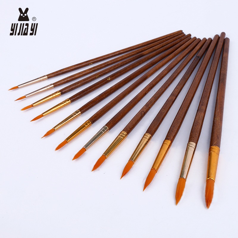 12 bamboo handle nylon bristle colored oil paint pointed brushes are selling well in wholesale trade from the manufacturer pic 10
