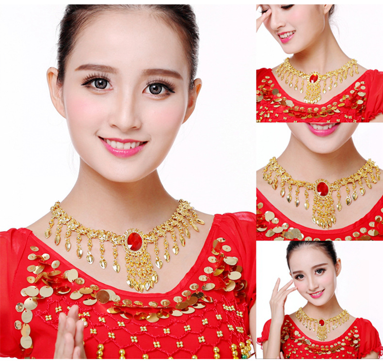 肚皮舞蹈宝石头链发卡发夹印度舞蹈表演出配饰品头箍首饰头饰发箍详情20