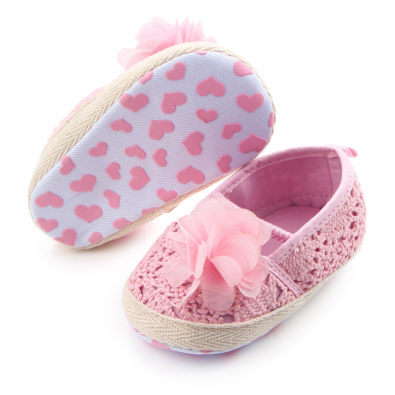 婴儿鞋批发 春秋季新款 镂空麻布花朵软底松紧带宝宝鞋 D0716详情8