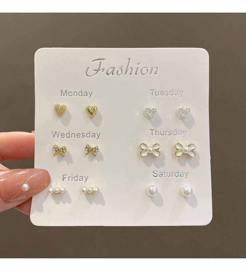 六对装925银针珍珠爱心套装耳钉女小香风气质简约网红耳环耳饰品详情14