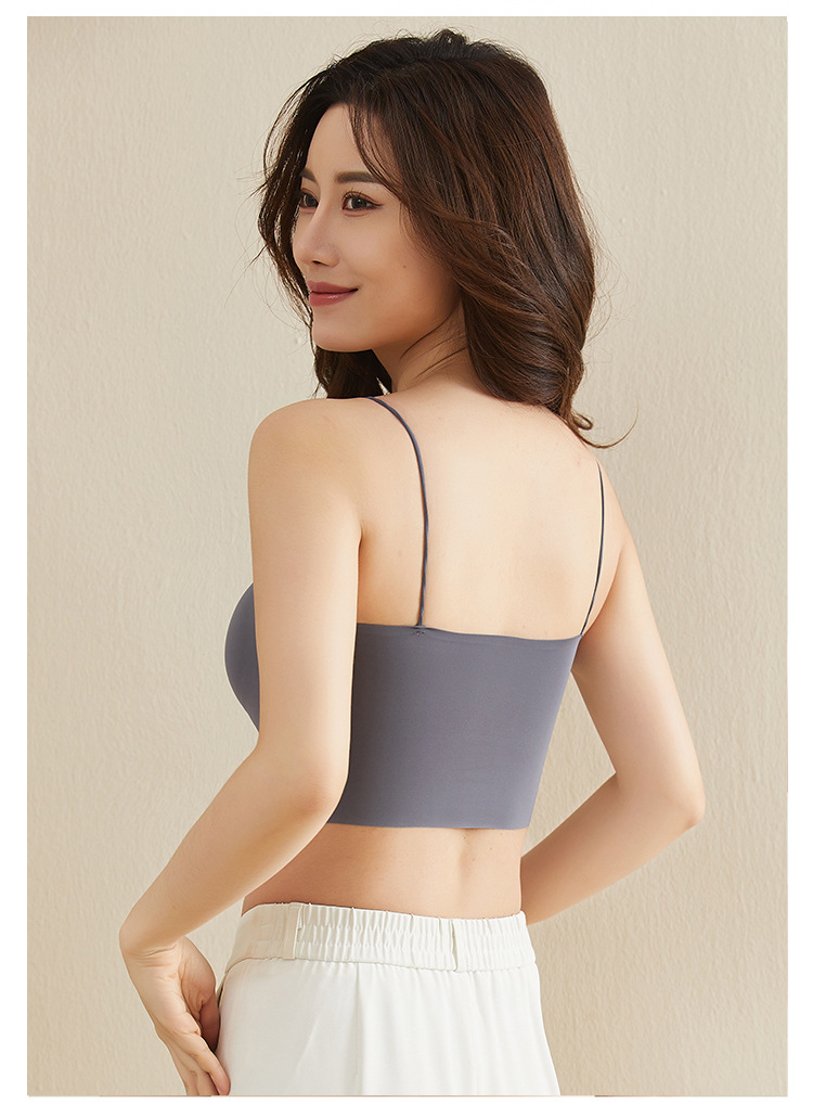 This strapless, fixed cup, beautiful back, halter top, a popular online hit, is a thin bra with a base layer and a vest underneath pic 14
