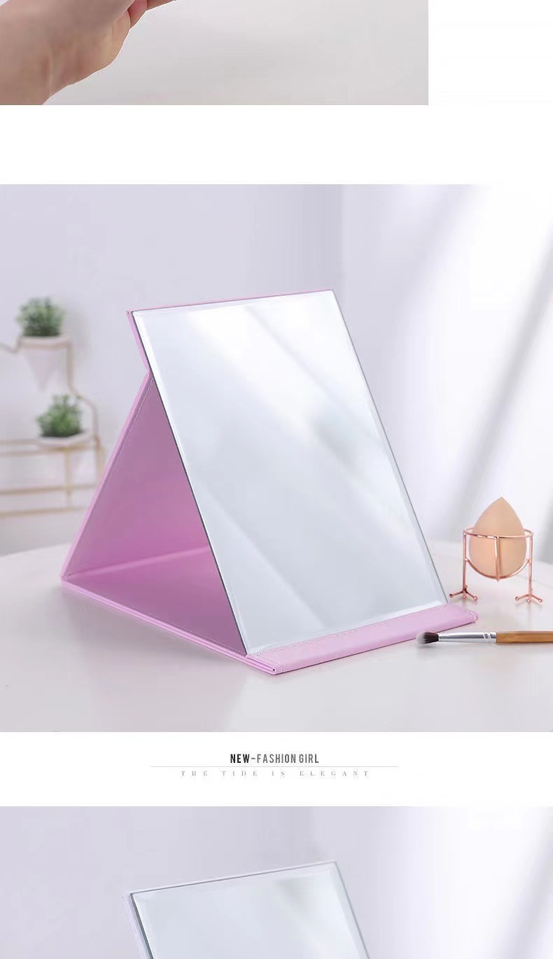 镜子可折叠pu大号化妆镜随身便携梳妆镜桌面台式加厚公主高清镜子详情14