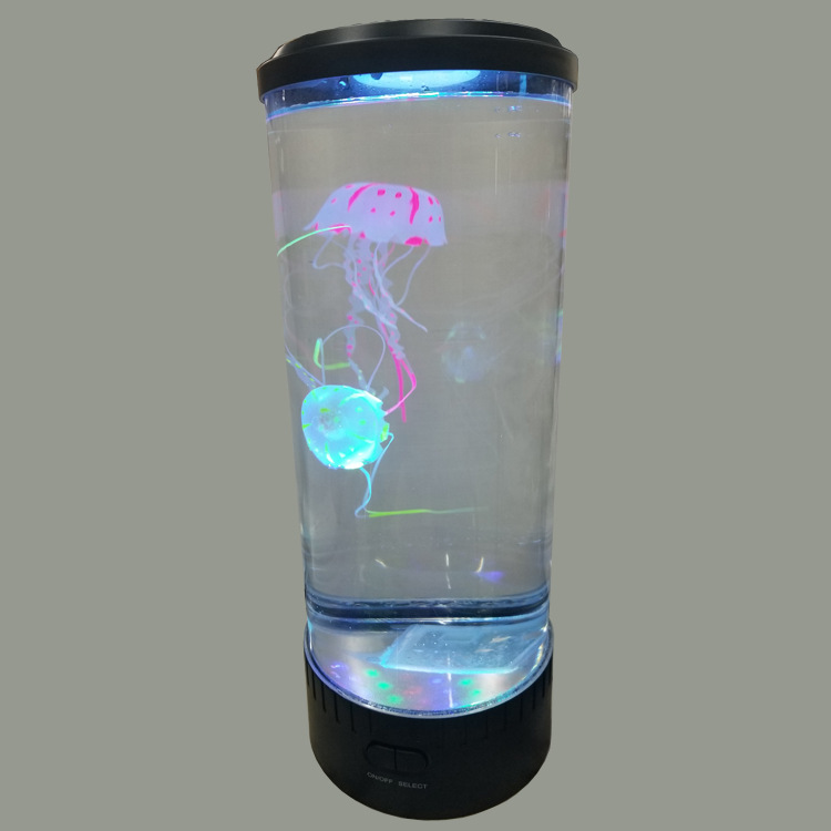 水族鱼缸水母灯 七彩LED自动变色小夜灯 圆柱形水母灯详情29