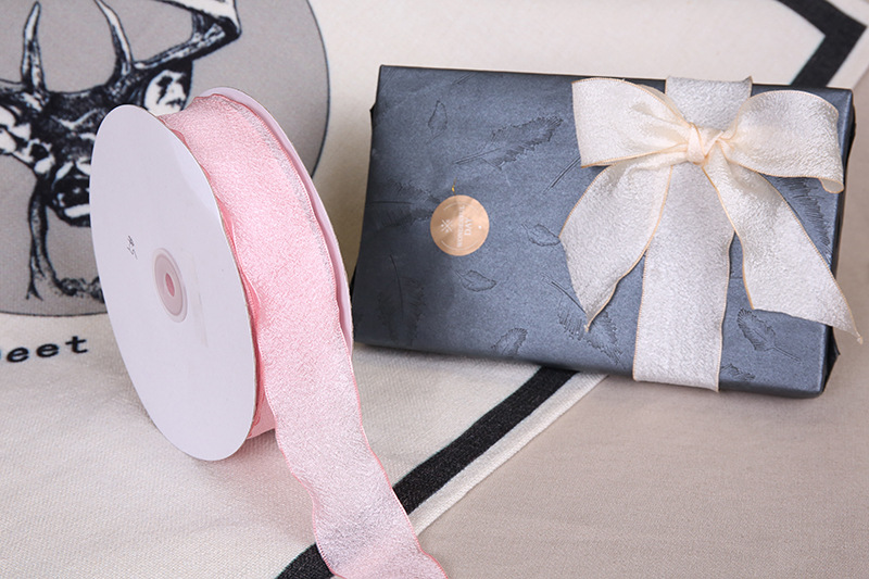 Dingxin fish tail Ribbon wholesale Korean version wave-burned edge yarn ribbon handcrafted hair accessory bow gift box packaging ribbon pic 15